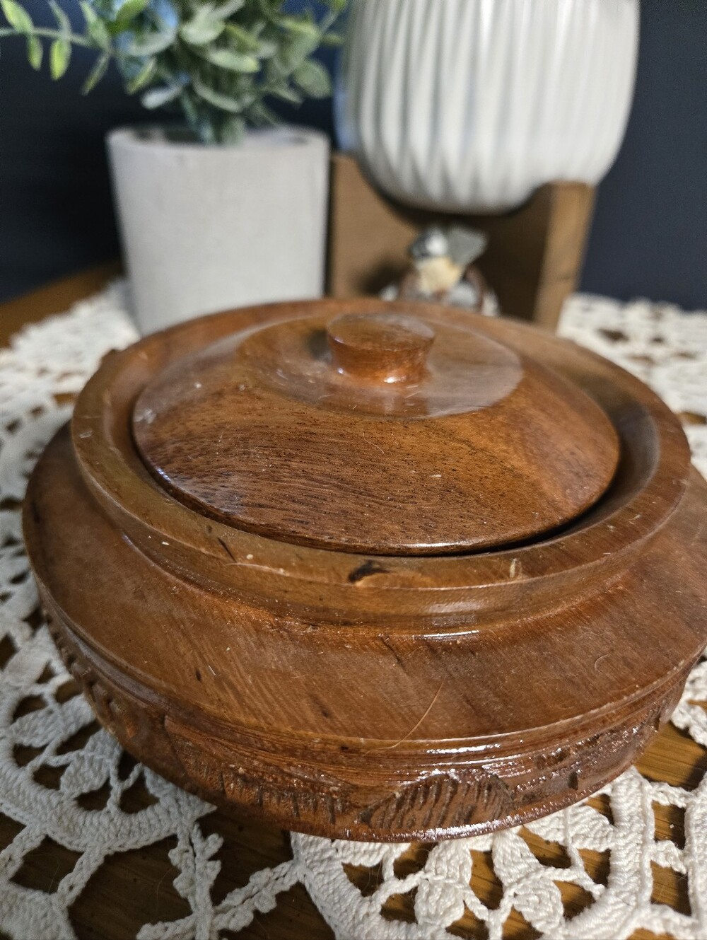 Hawaiian Carved Wooden Lidded Bowl